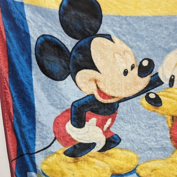 Vintage Disney Mickey Mouse Pluto Plush Throw Blanket 60x50in - Picture 3 of 5